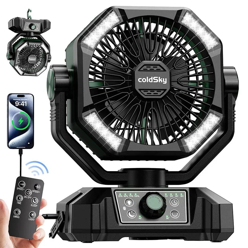 Portable Camping Fan with LED Lantern