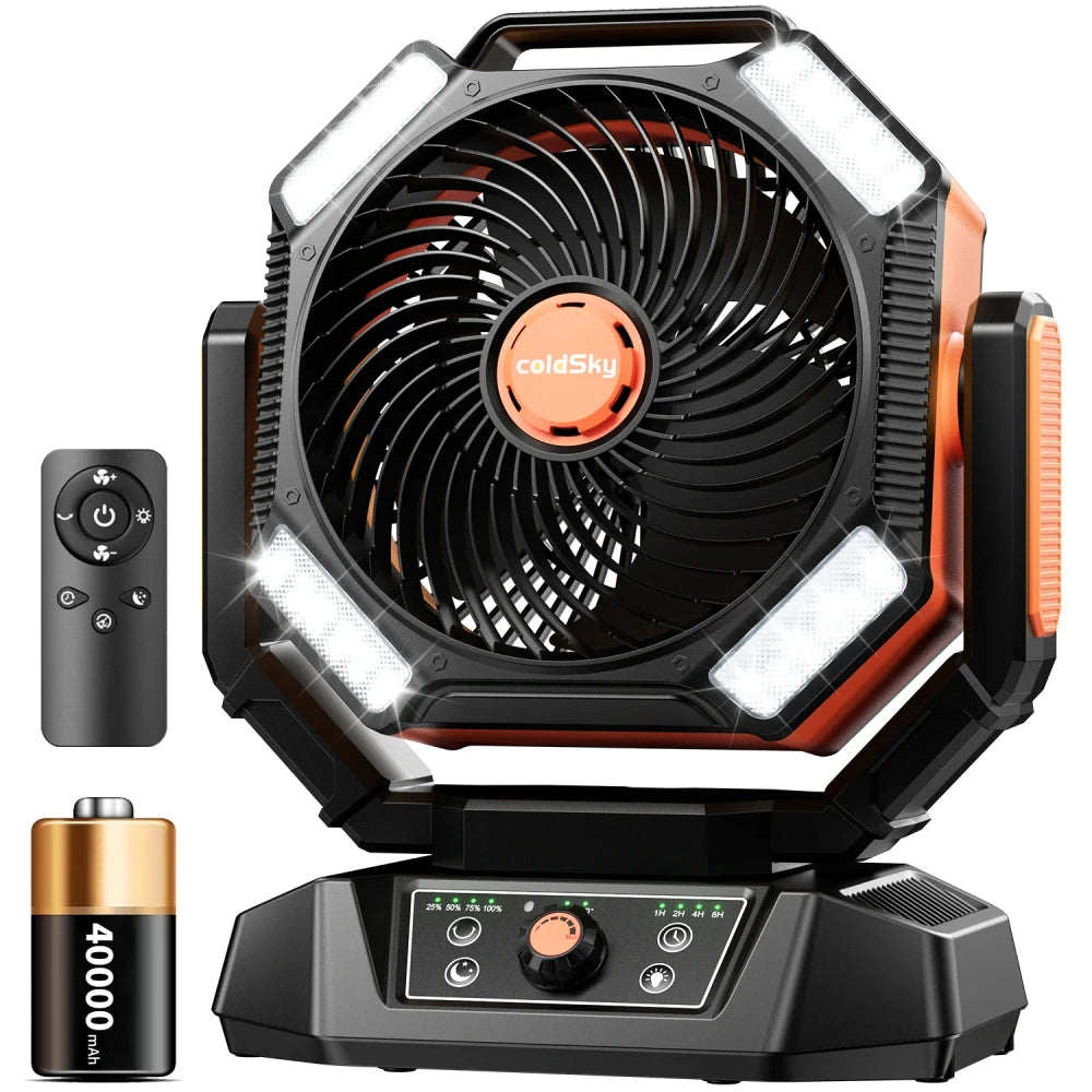 Portable Camping Fan with LED Lantern