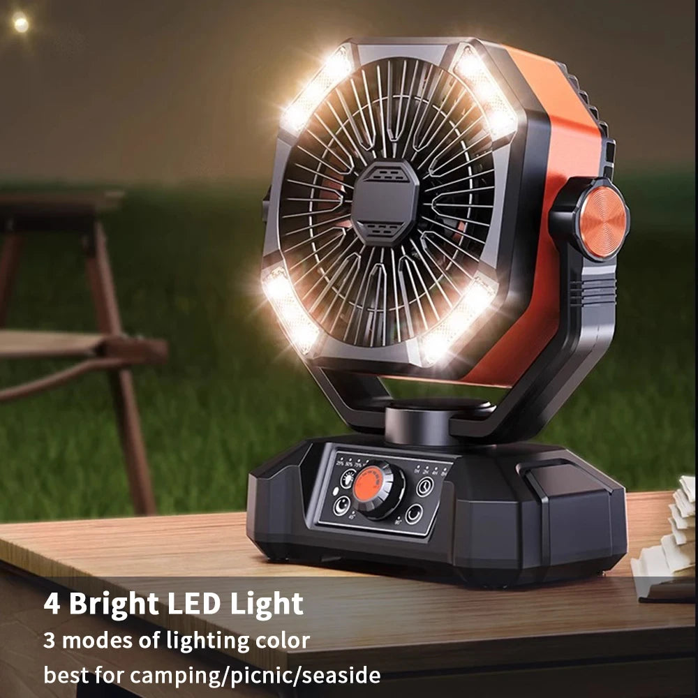 Portable Camping Fan with LED Lantern