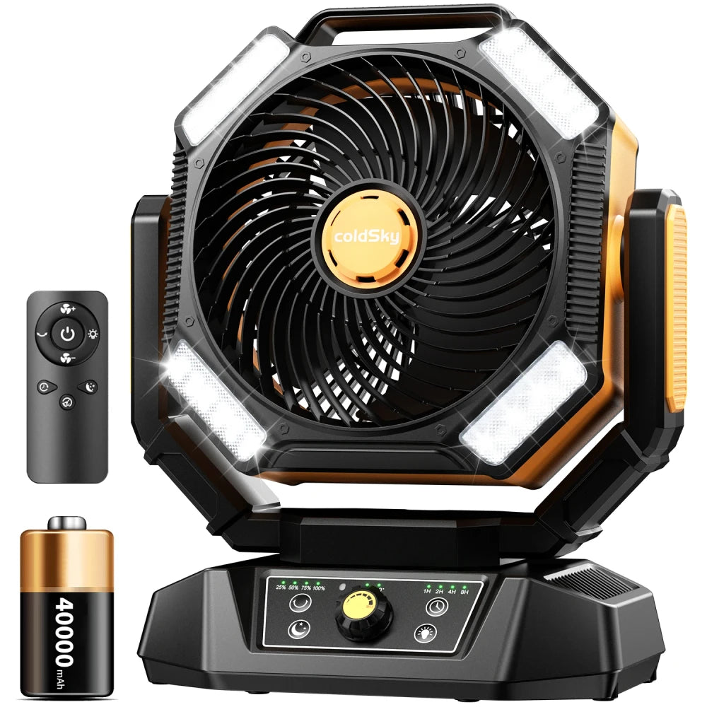 Portable Camping Fan with LED Lantern