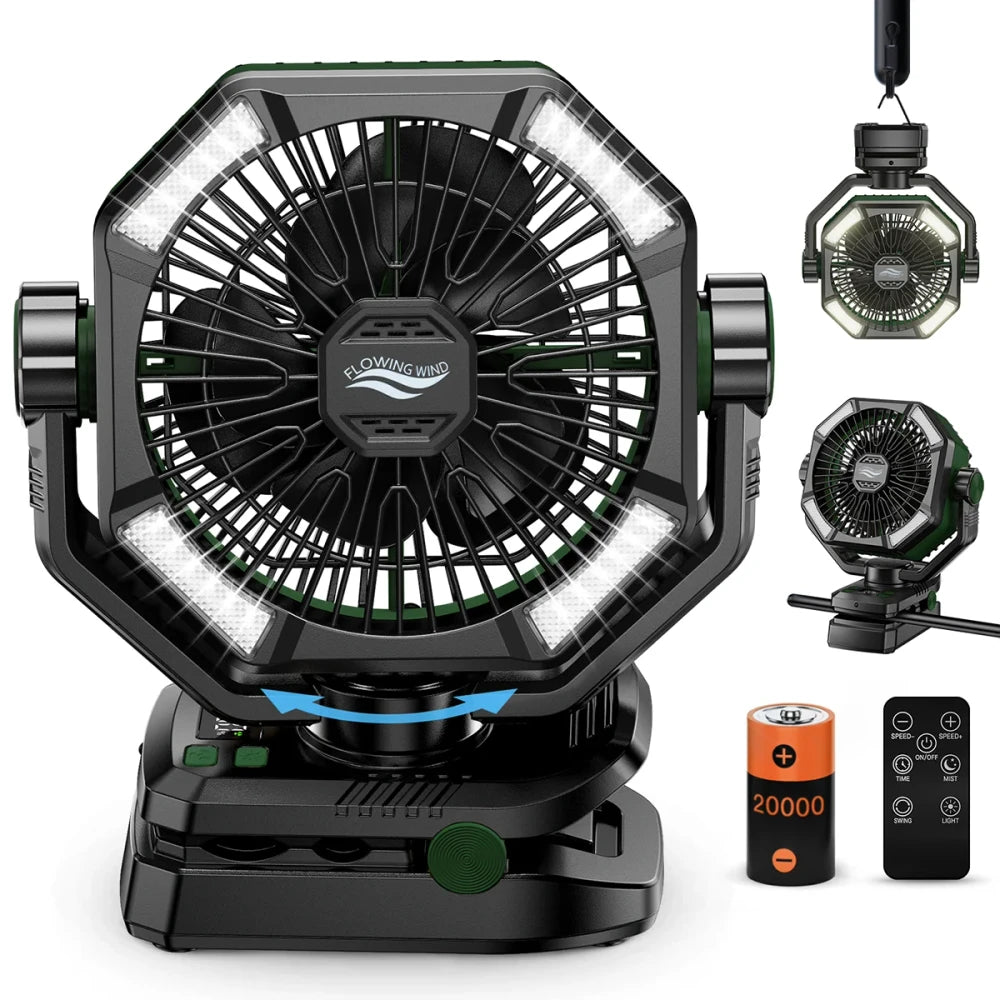 Portable Camping Fan with LED Lantern