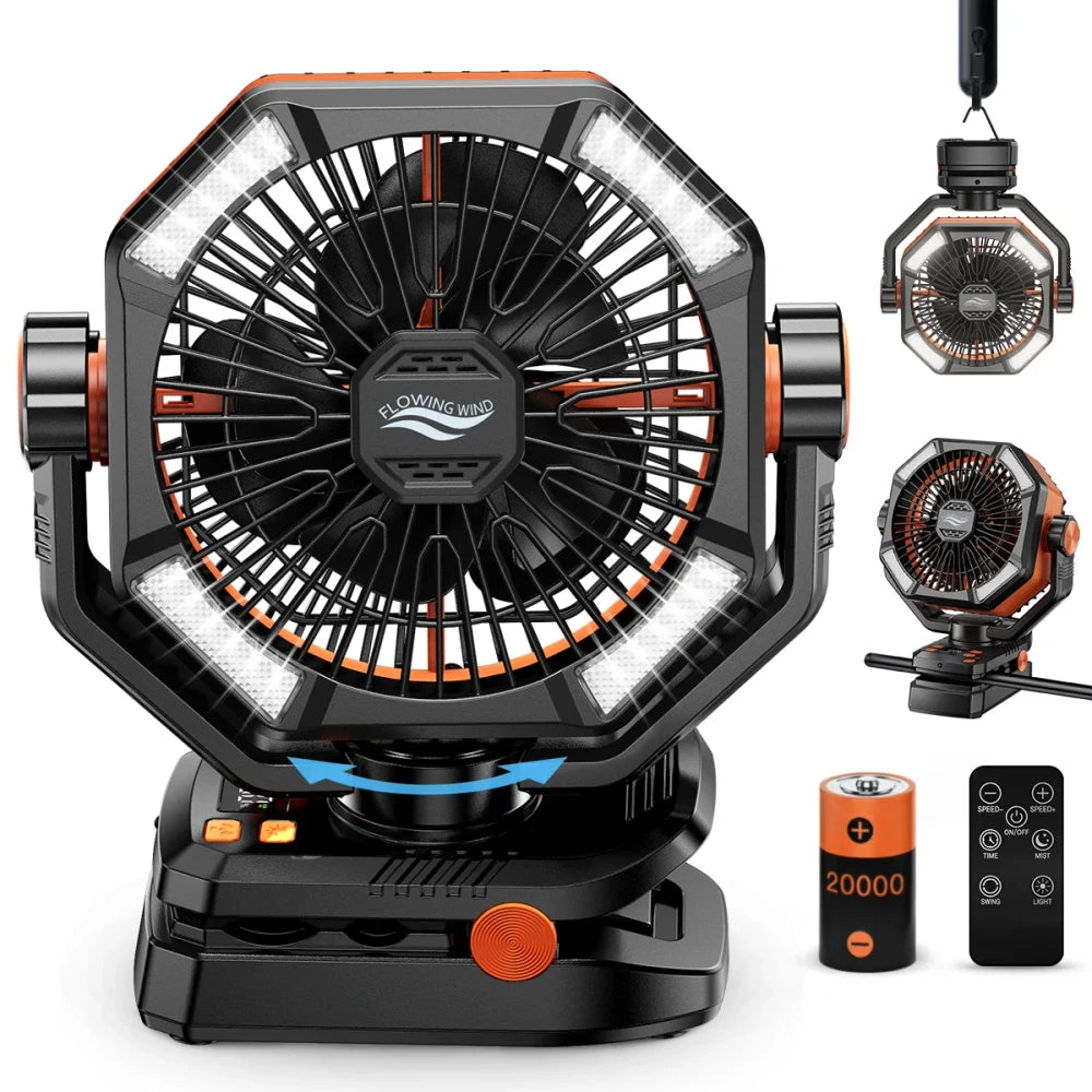 Portable Camping Fan with LED Lantern