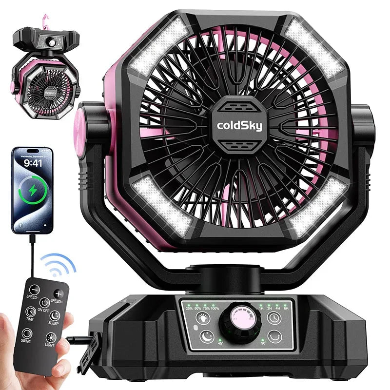 Portable Camping Fan with LED Lantern