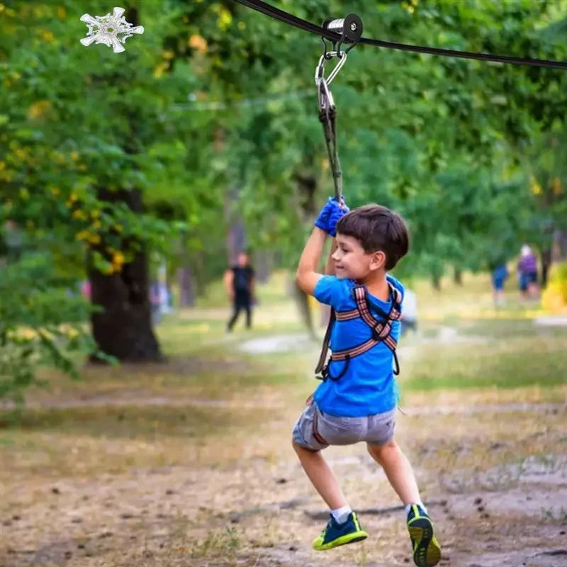 Kids Backyard Zipline Slackline Pulley