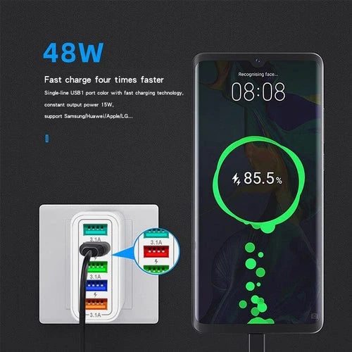 Fast Charging Multi Port Wall Charger For All Family Devices