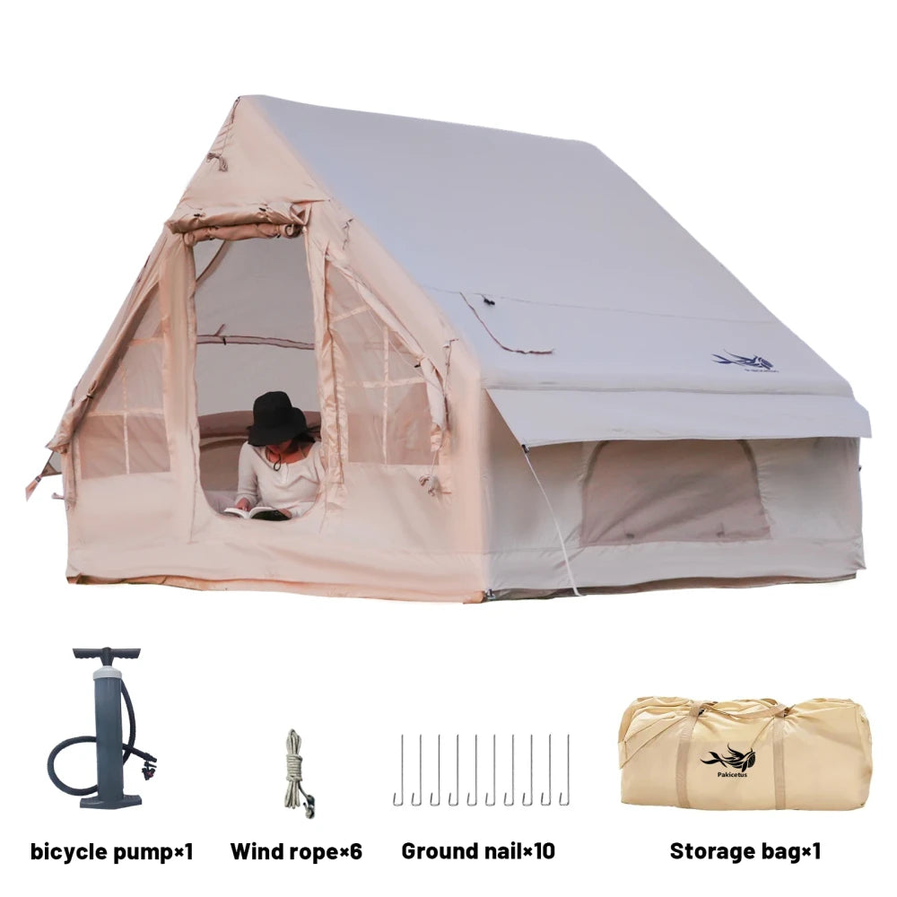 Quick Setup Inflatable Family Camping Tent With Stove Plug