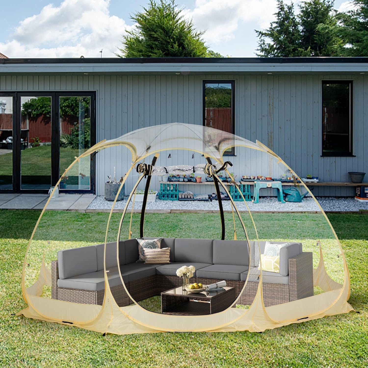 Lenotos Pop Up Bubble Tent 12 x 12 Instant Igloo Tent Clear Dome Tent for Outdoor Winter Waterproof