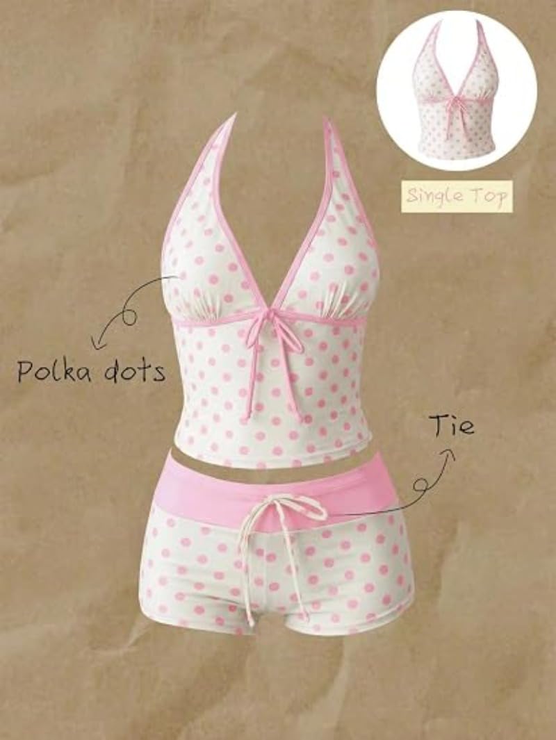 Women Two Piece Floral Print Vintage Tankini Swimsuit Set Summer