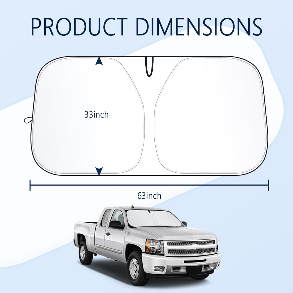 300T Thickened Automotive Glass Sunshade and Comes with Storage Bag,Keep Car Interior Cool,Universal Windshield Sun Shade Fit for Cars,Trucks,SUVs (L: 57.08 * 31.5 inch)