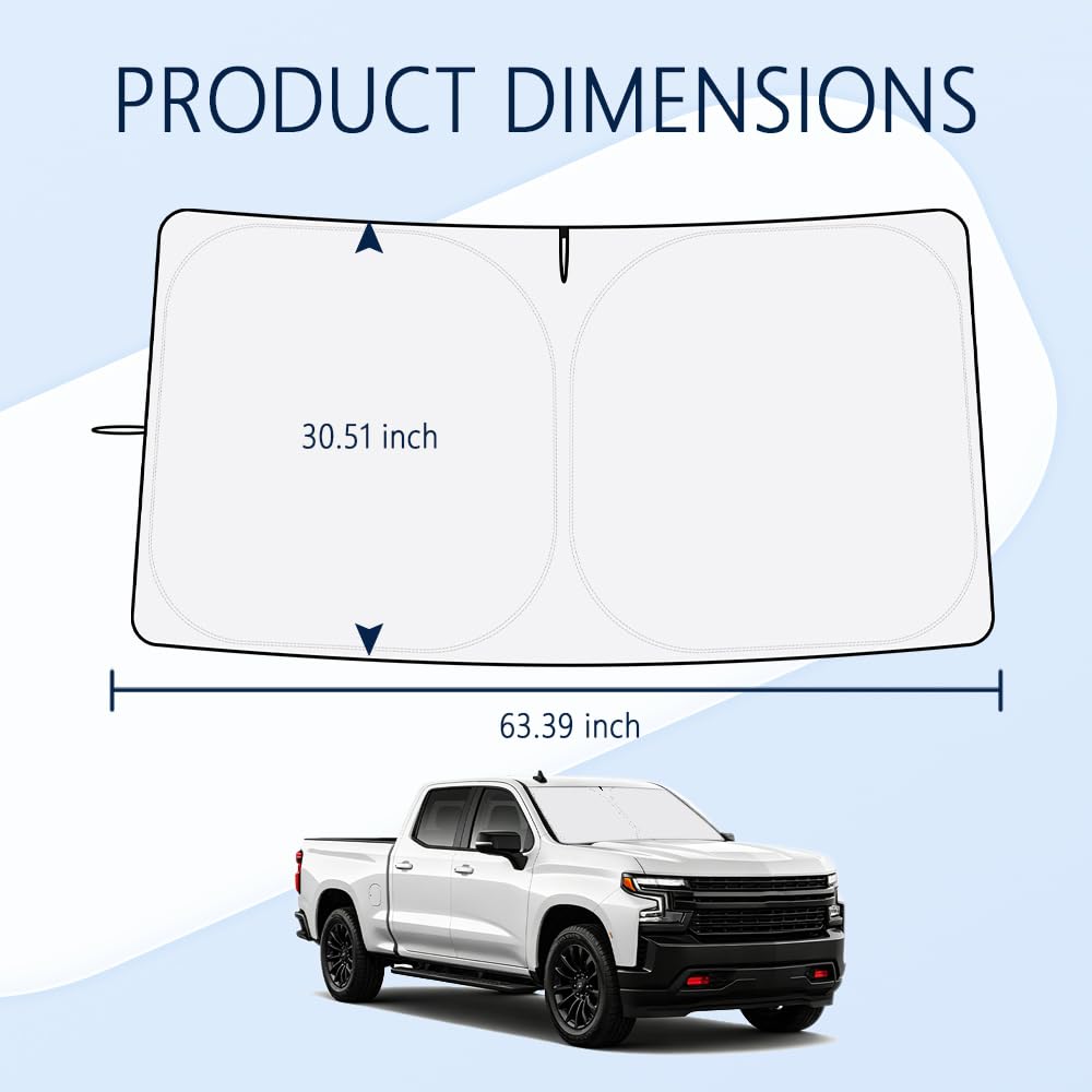 300T Thickened Automotive Glass Sunshade and Comes with Storage Bag,Keep Car Interior Cool,Universal Windshield Sun Shade Fit for Cars,Trucks,SUVs (L: 57.08 * 31.5 inch)