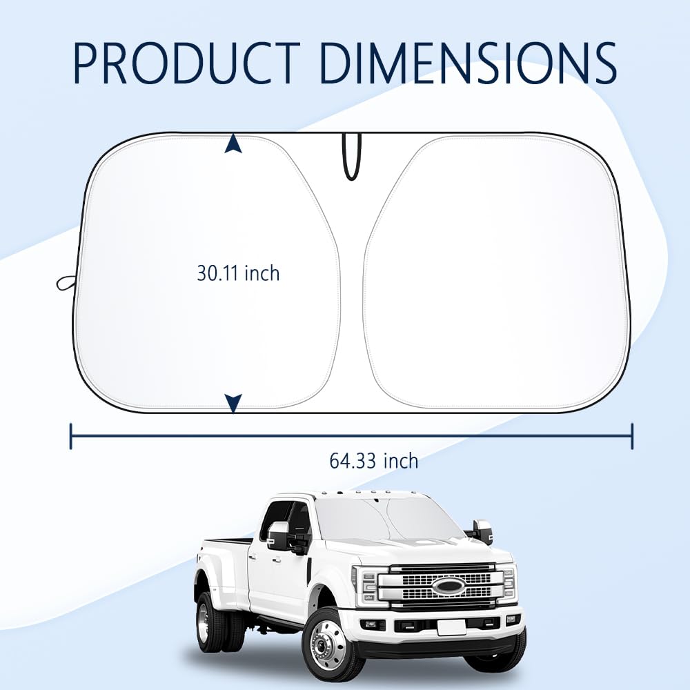 300T Thickened Automotive Glass Sunshade and Comes with Storage Bag,Keep Car Interior Cool,Universal Windshield Sun Shade Fit for Cars,Trucks,SUVs (L: 57.08 * 31.5 inch)