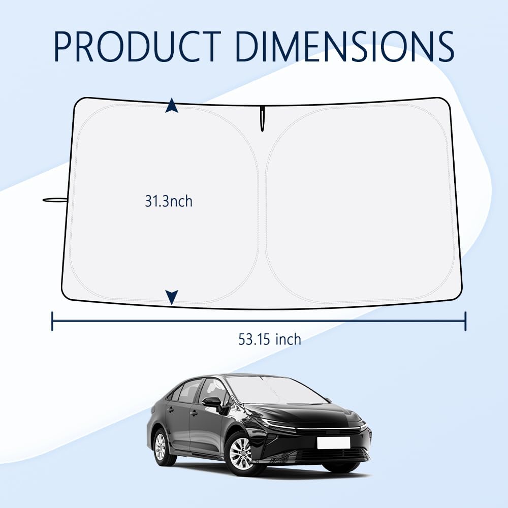 300T Thickened Automotive Glass Sunshade and Comes with Storage Bag,Keep Car Interior Cool,Universal Windshield Sun Shade Fit for Cars,Trucks,SUVs (L: 57.08 * 31.5 inch)