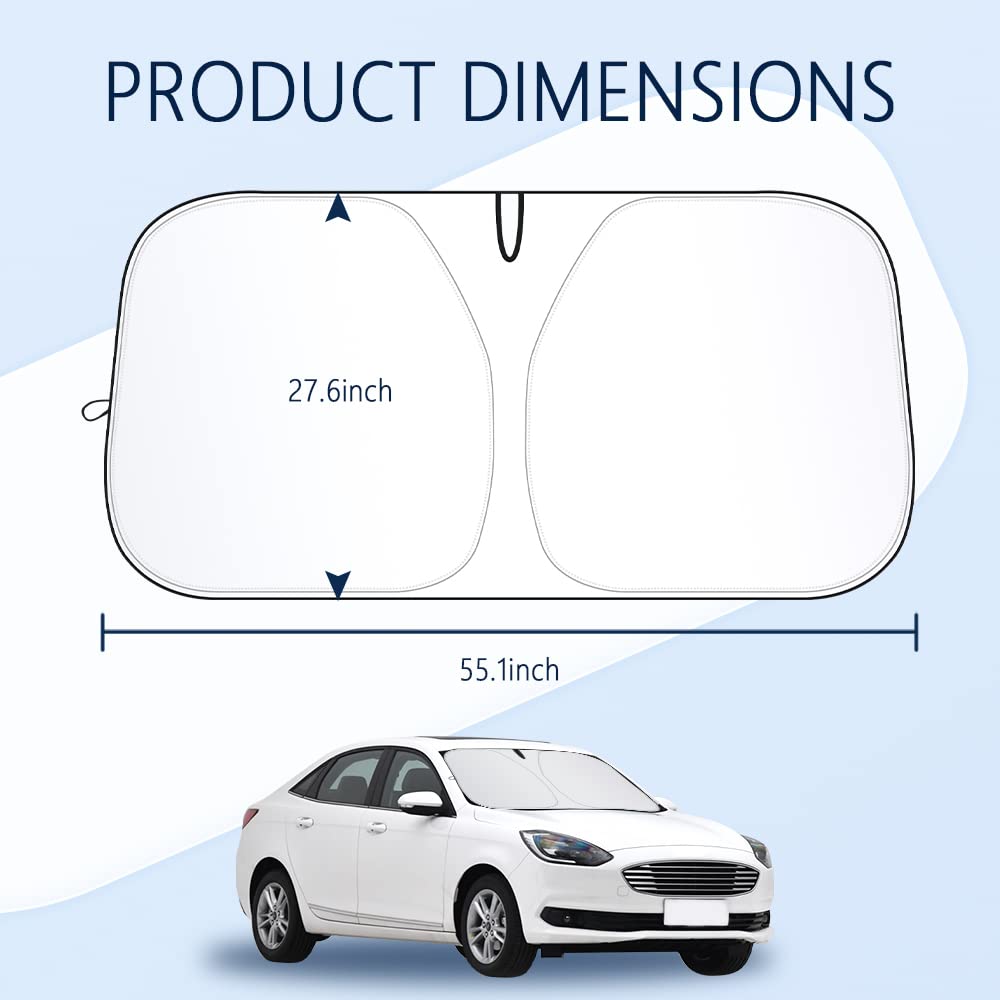 300T Thickened Automotive Glass Sunshade and Comes with Storage Bag,Keep Car Interior Cool,Universal Windshield Sun Shade Fit for Cars,Trucks,SUVs (L: 57.08 * 31.5 inch)
