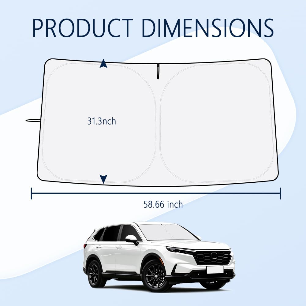 300T Thickened Automotive Glass Sunshade and Comes with Storage Bag,Keep Car Interior Cool,Universal Windshield Sun Shade Fit for Cars,Trucks,SUVs (L: 57.08 * 31.5 inch)