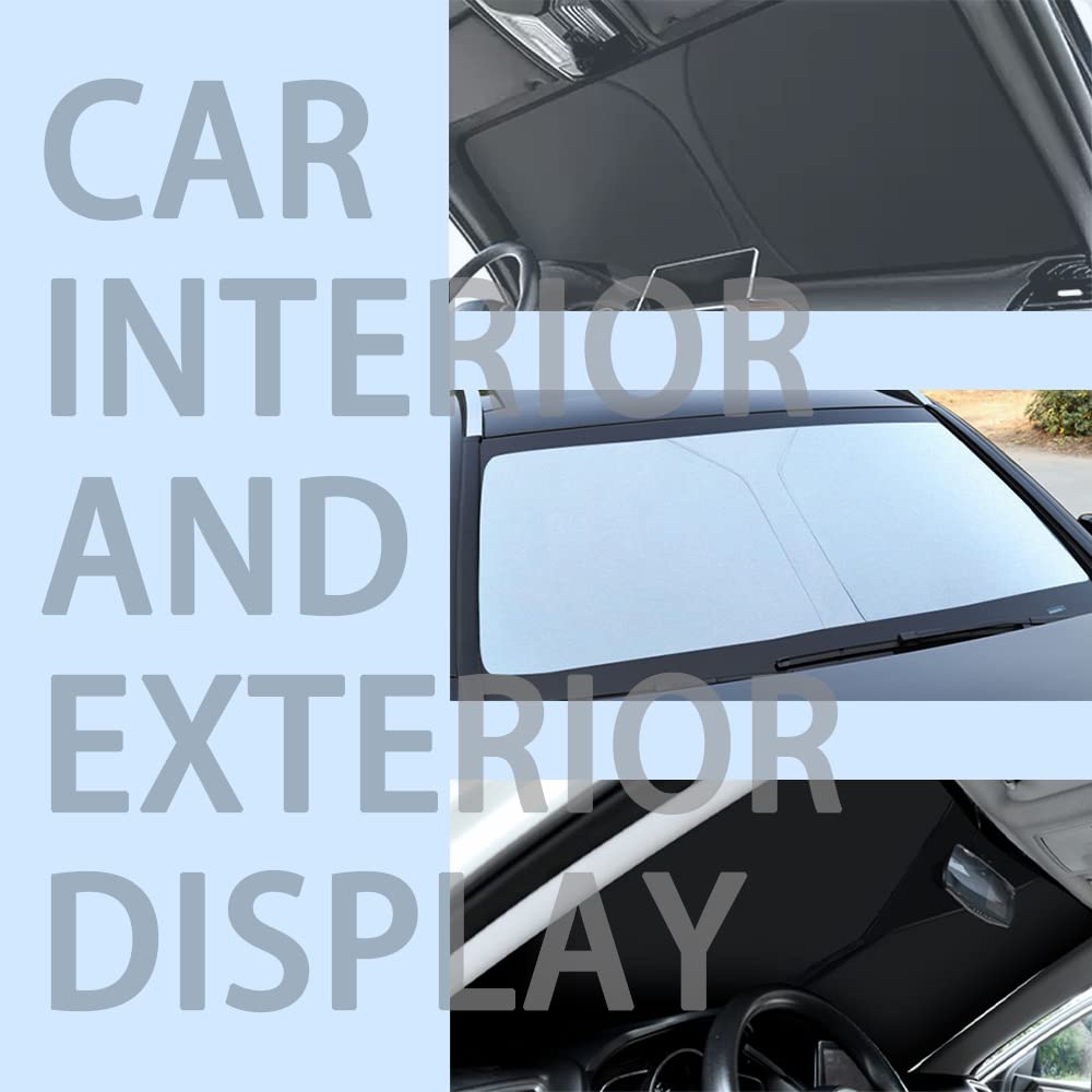 300T Thickened Automotive Glass Sunshade and Comes with Storage Bag,Keep Car Interior Cool,Universal Windshield Sun Shade Fit for Cars,Trucks,SUVs (L: 57.08 * 31.5 inch)