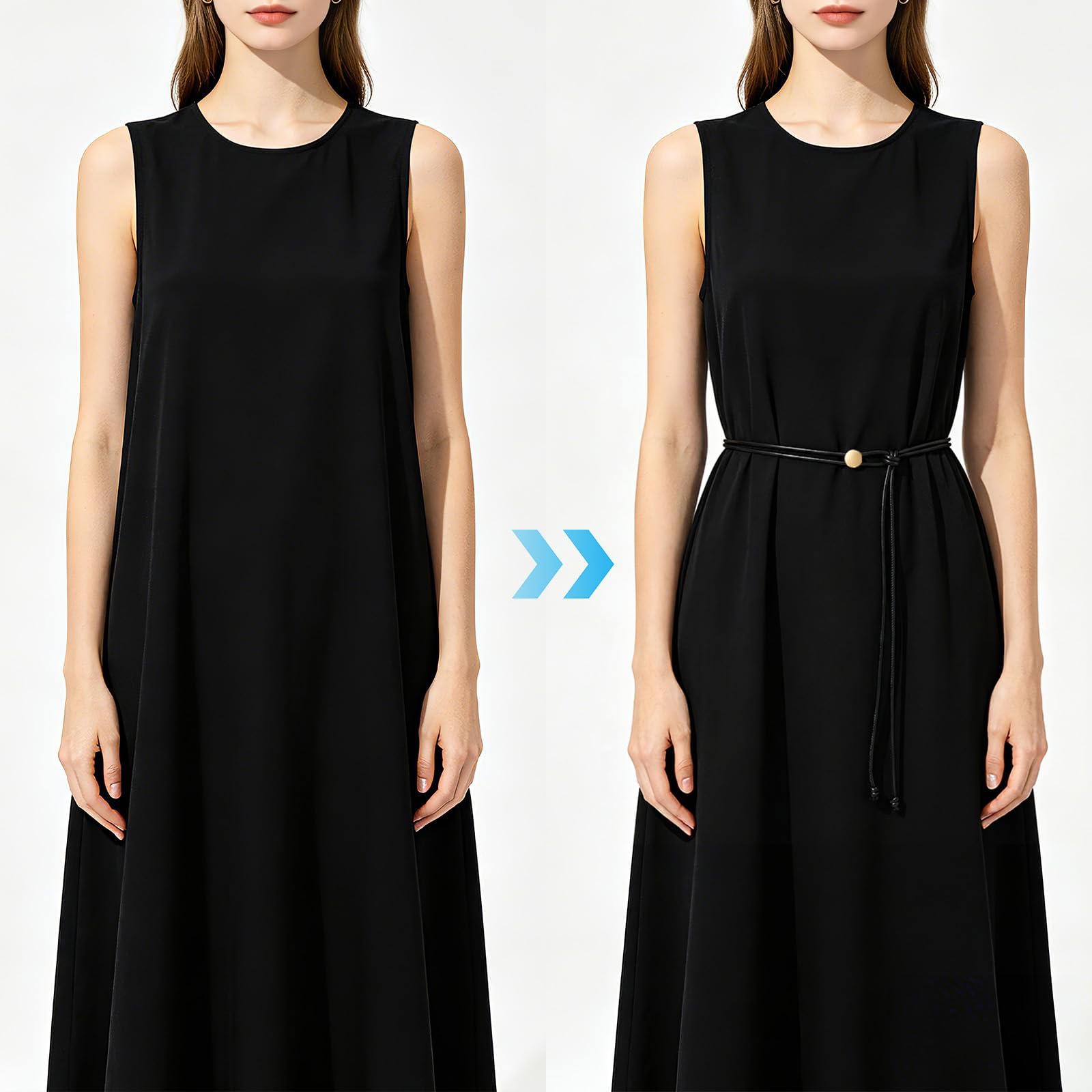 Vonmelli Thin Rope Skinny Tie Leather Women Waist Belt Dress Fashion Style