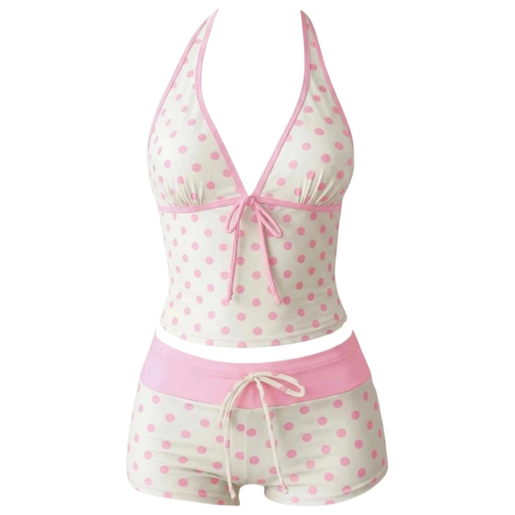 Women Two Piece Floral Print Vintage Tankini Swimsuit Set Summer