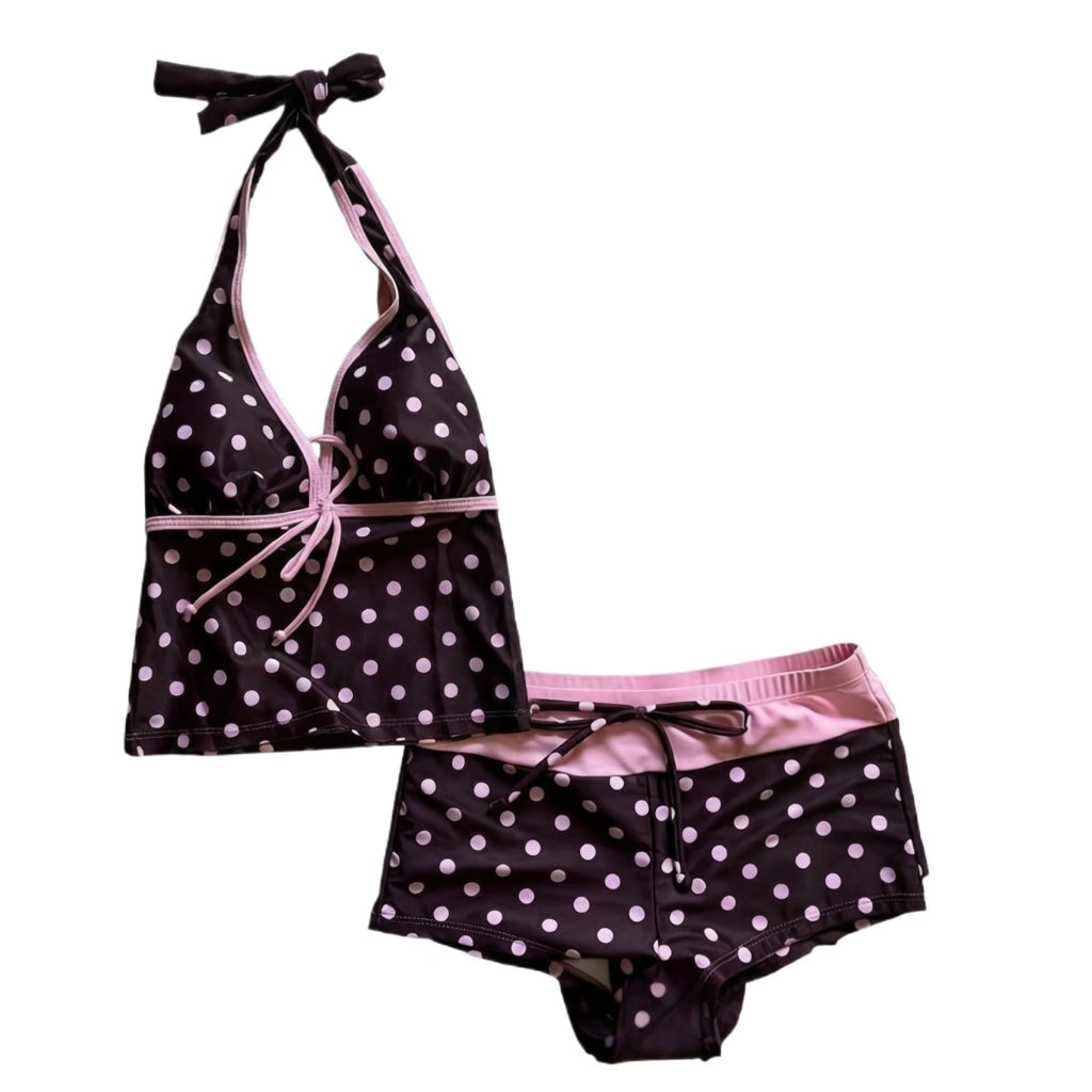 Women Two Piece Floral Print Vintage Tankini Swimsuit Set Summer