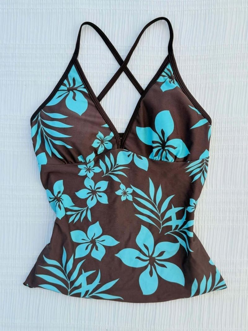 Women Two Piece Floral Print Vintage Tankini Swimsuit Set Summer