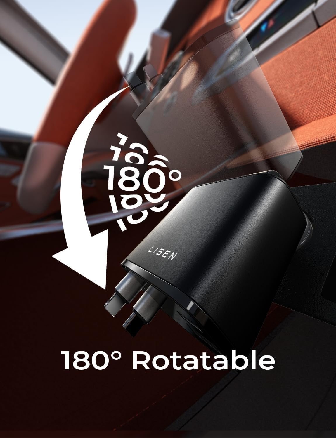 LISEN Retractable Car Charger 84W Fast Charge USB C Multi Cable Adapter