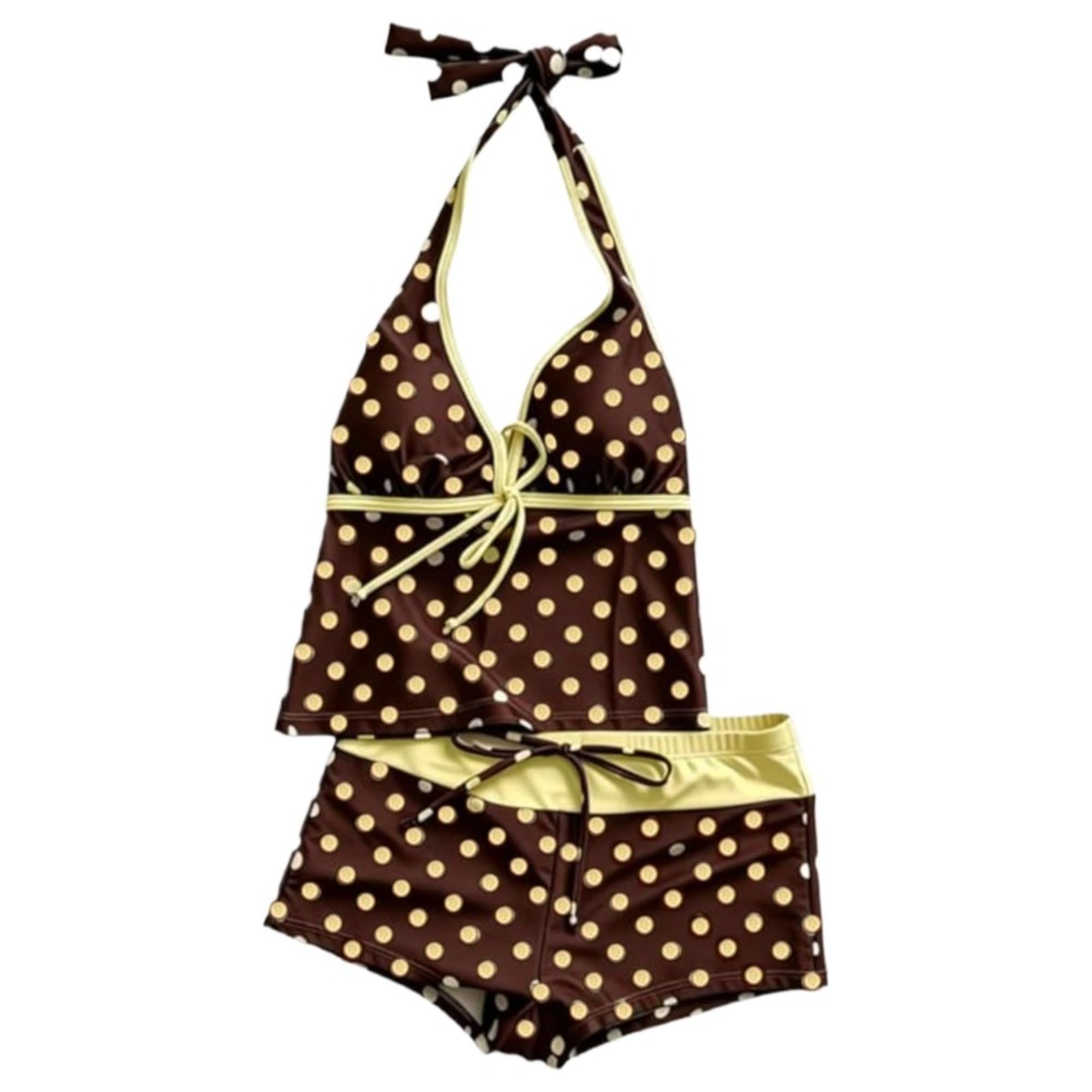Women Two Piece Floral Print Vintage Tankini Swimsuit Set Summer