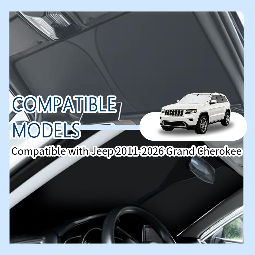300T Thickened Automotive Glass Sunshade and Comes with Storage Bag,Keep Car Interior Cool,Universal Windshield Sun Shade Fit for Cars,Trucks,SUVs (L: 57.08 * 31.5 inch)