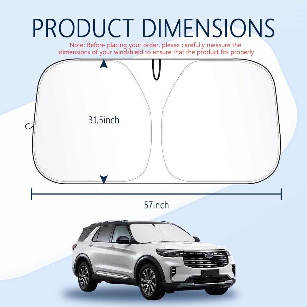 300T Thickened Automotive Glass Sunshade and Comes with Storage Bag,Keep Car Interior Cool,Universal Windshield Sun Shade Fit for Cars,Trucks,SUVs (L: 57.08 * 31.5 inch)