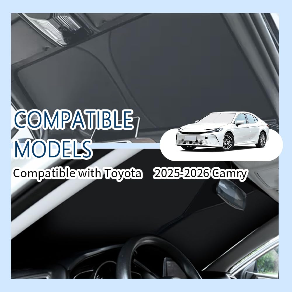 300T Thickened Automotive Glass Sunshade and Comes with Storage Bag,Keep Car Interior Cool,Universal Windshield Sun Shade Fit for Cars,Trucks,SUVs (L: 57.08 * 31.5 inch)