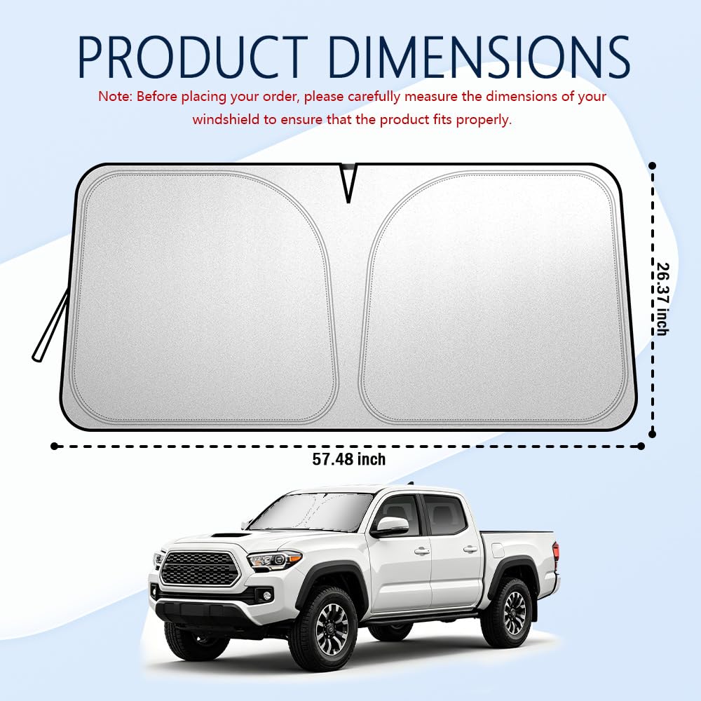 300T Thickened Automotive Glass Sunshade and Comes with Storage Bag,Keep Car Interior Cool,Universal Windshield Sun Shade Fit for Cars,Trucks,SUVs (L: 57.08 * 31.5 inch)