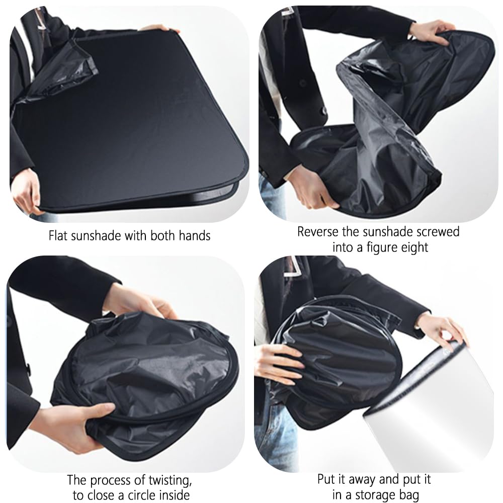 300T Thickened Automotive Glass Sunshade and Comes with Storage Bag,Keep Car Interior Cool,Universal Windshield Sun Shade Fit for Cars,Trucks,SUVs (L: 57.08 * 31.5 inch)