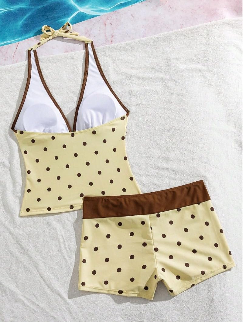 Women Two Piece Floral Print Vintage Tankini Swimsuit Set Summer