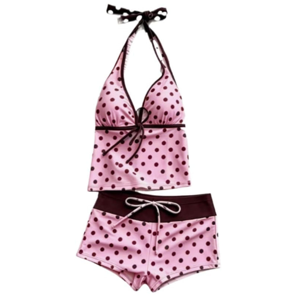 Women Two Piece Floral Print Vintage Tankini Swimsuit Set Summer