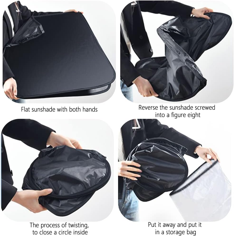 300T Thickened Automotive Glass Sunshade and Comes with Storage Bag,Keep Car Interior Cool,Universal Windshield Sun Shade Fit for Cars,Trucks,SUVs (L: 57.08 * 31.5 inch)