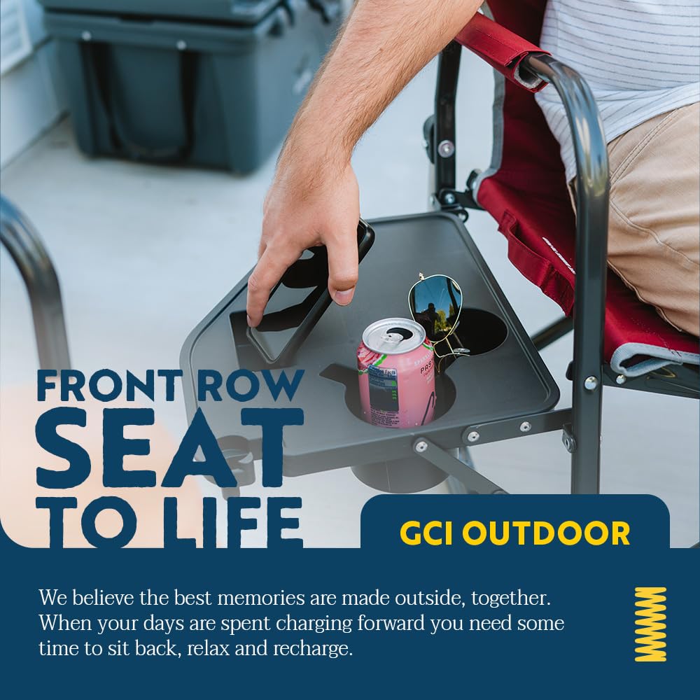 GCI OUTDOOR Freestyle Rocker Camping Chair | Portable Folding Rocking Chair with Solid, Durable Armrests, Drink Holder & Comfortable Backrest — Indigo Blue