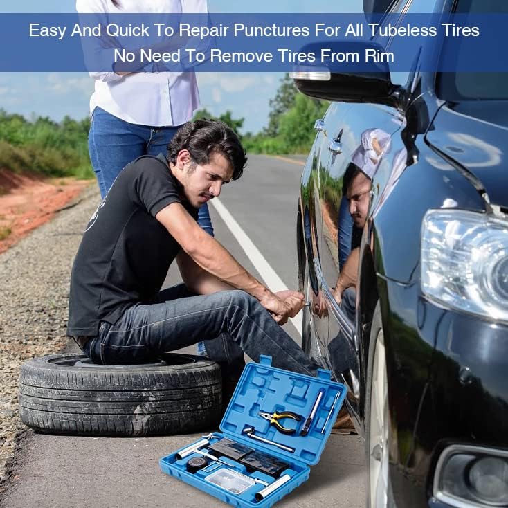 AUTOWN Flat Tire Repair Kit 68pcs, Heavy Duty Tire Plug Kit to Fix Puncture