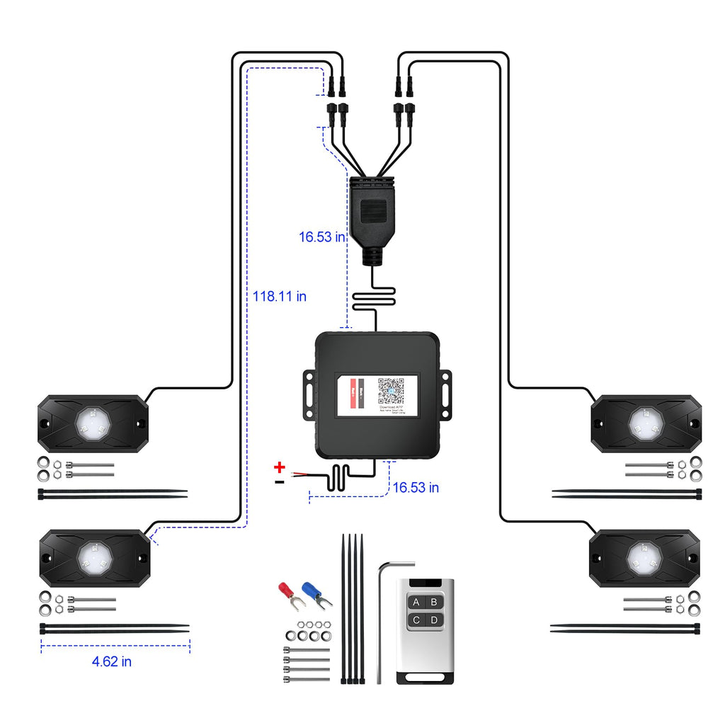 YiLaie RGB LED Rock Lights 8 Pods APP Remote Music Mode IP68 Waterproof