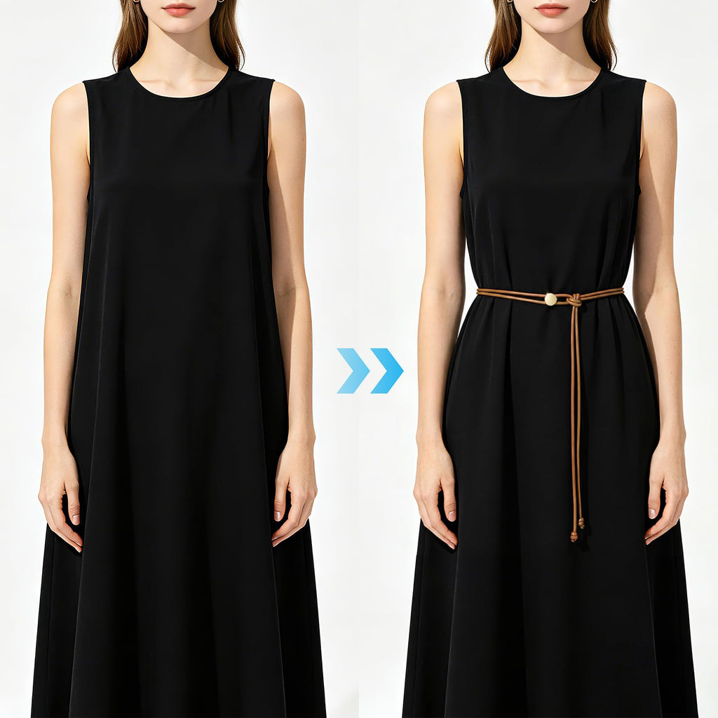 Vonmelli Thin Rope Skinny Tie Leather Women Waist Belt Dress Fashion Style