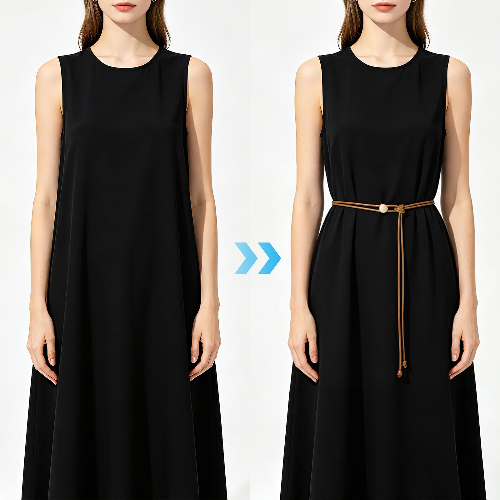 Vonmelli Thin Rope Skinny Tie Leather Women Waist Belt Dress Fashion Style
