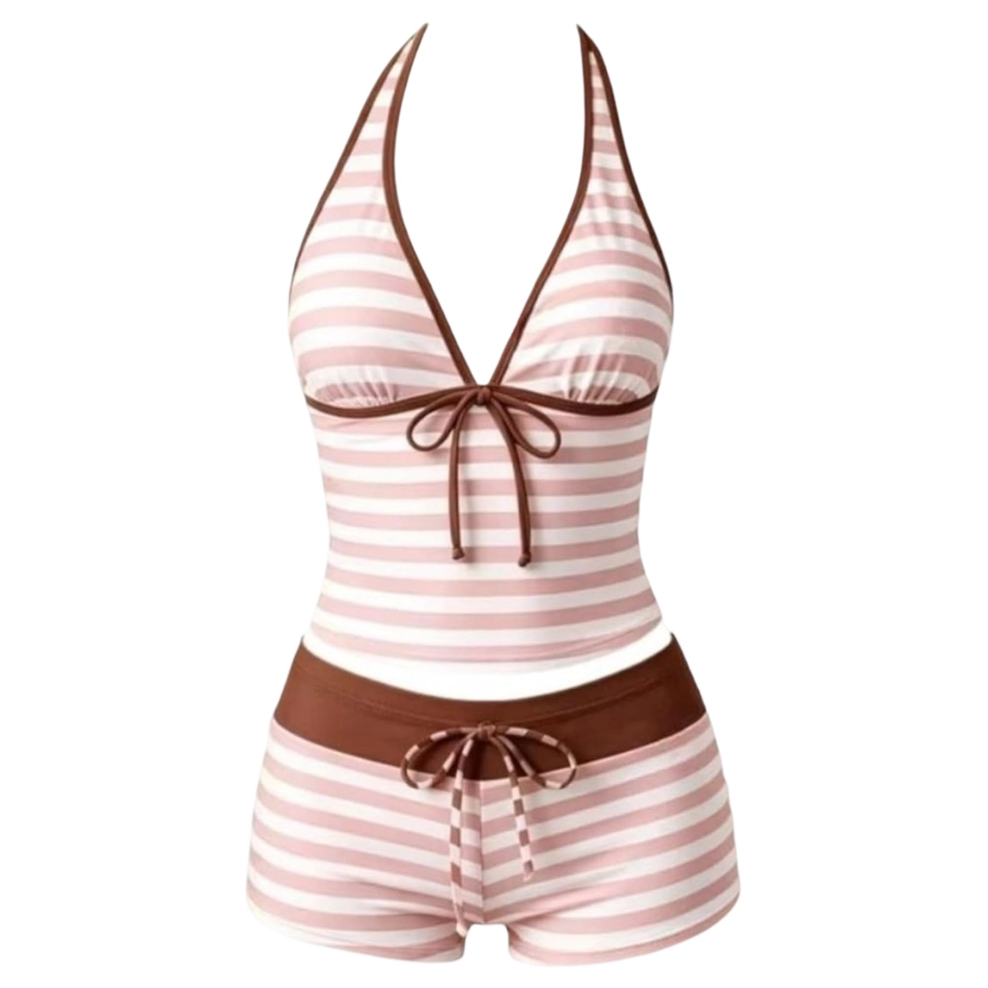 Women Two Piece Floral Print Vintage Tankini Swimsuit Set Summer