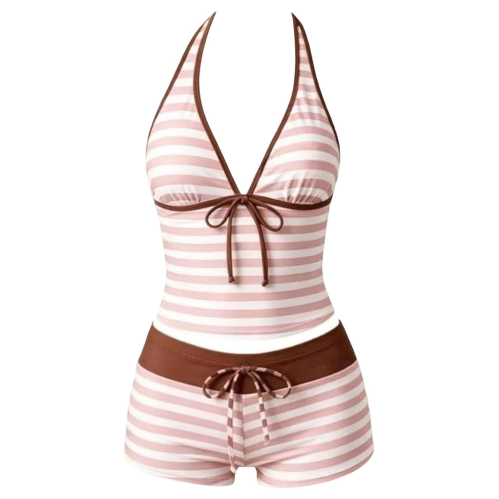 Women Two Piece Floral Print Vintage Tankini Swimsuit Set Summer