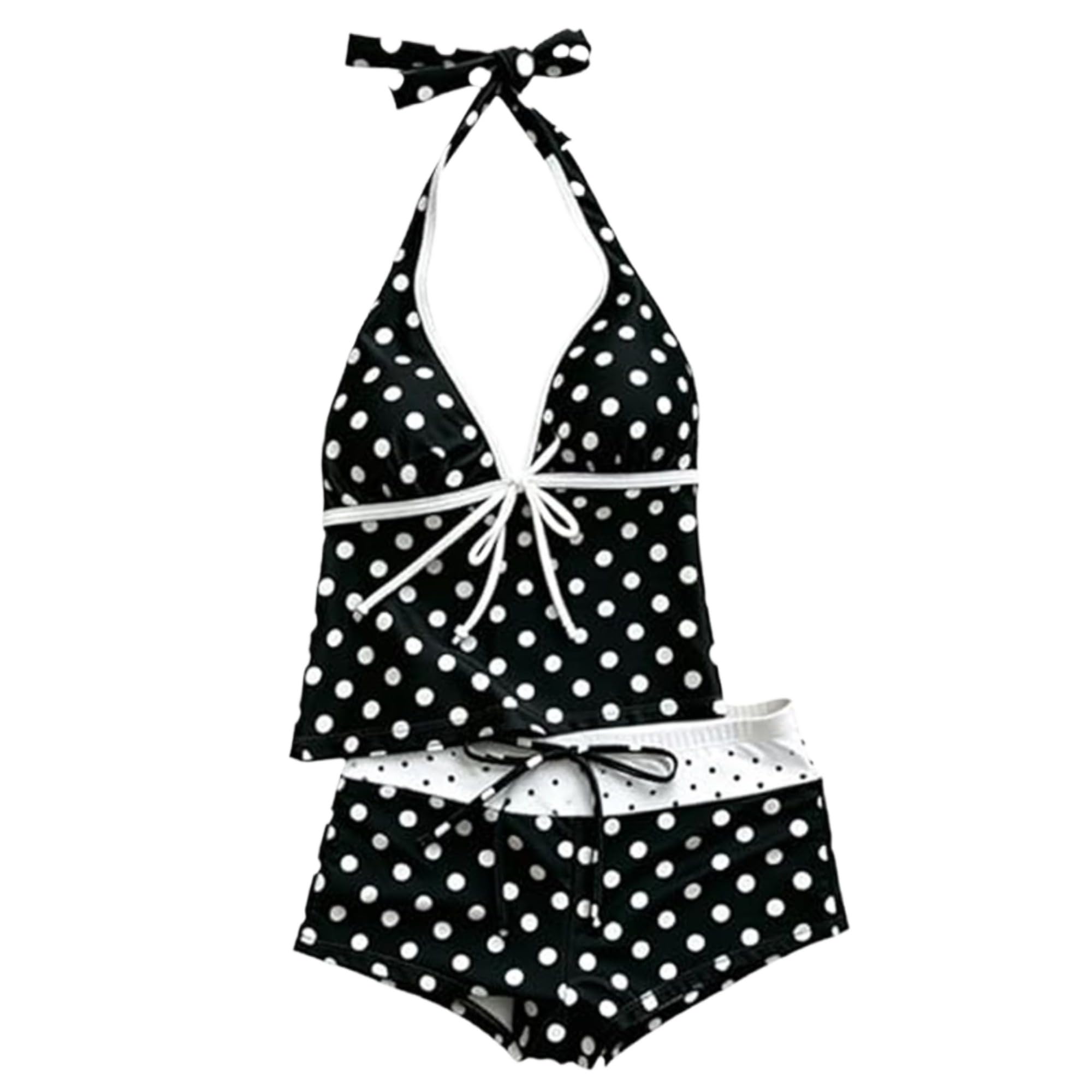 Women Two Piece Floral Print Vintage Tankini Swimsuit Set Summer