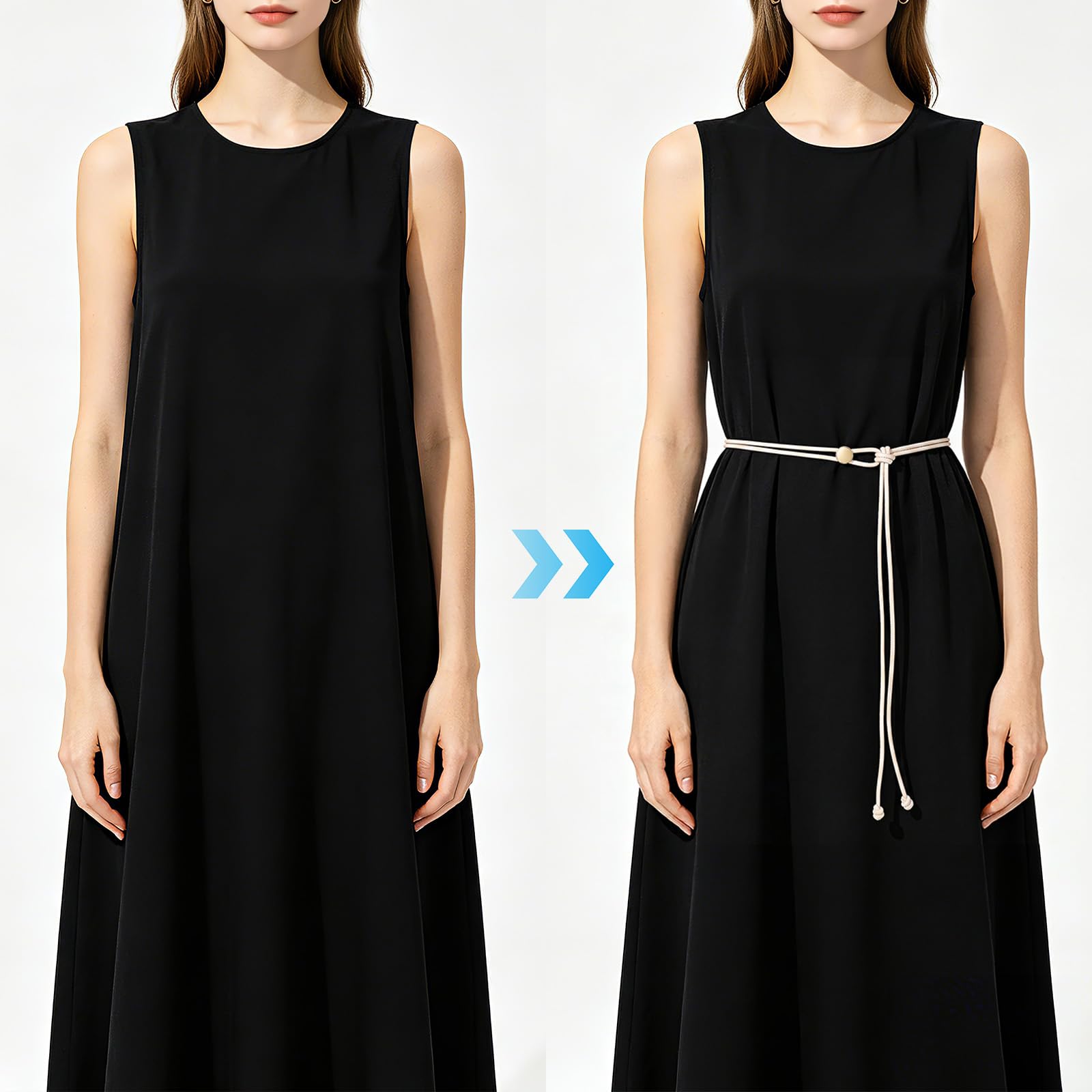 Vonmelli Thin Rope Skinny Tie Leather Women Waist Belt Dress Fashion Style
