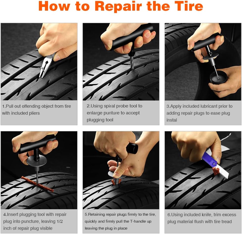 AUTOWN Flat Tire Repair Kit 68pcs, Heavy Duty Tire Plug Kit to Fix Puncture