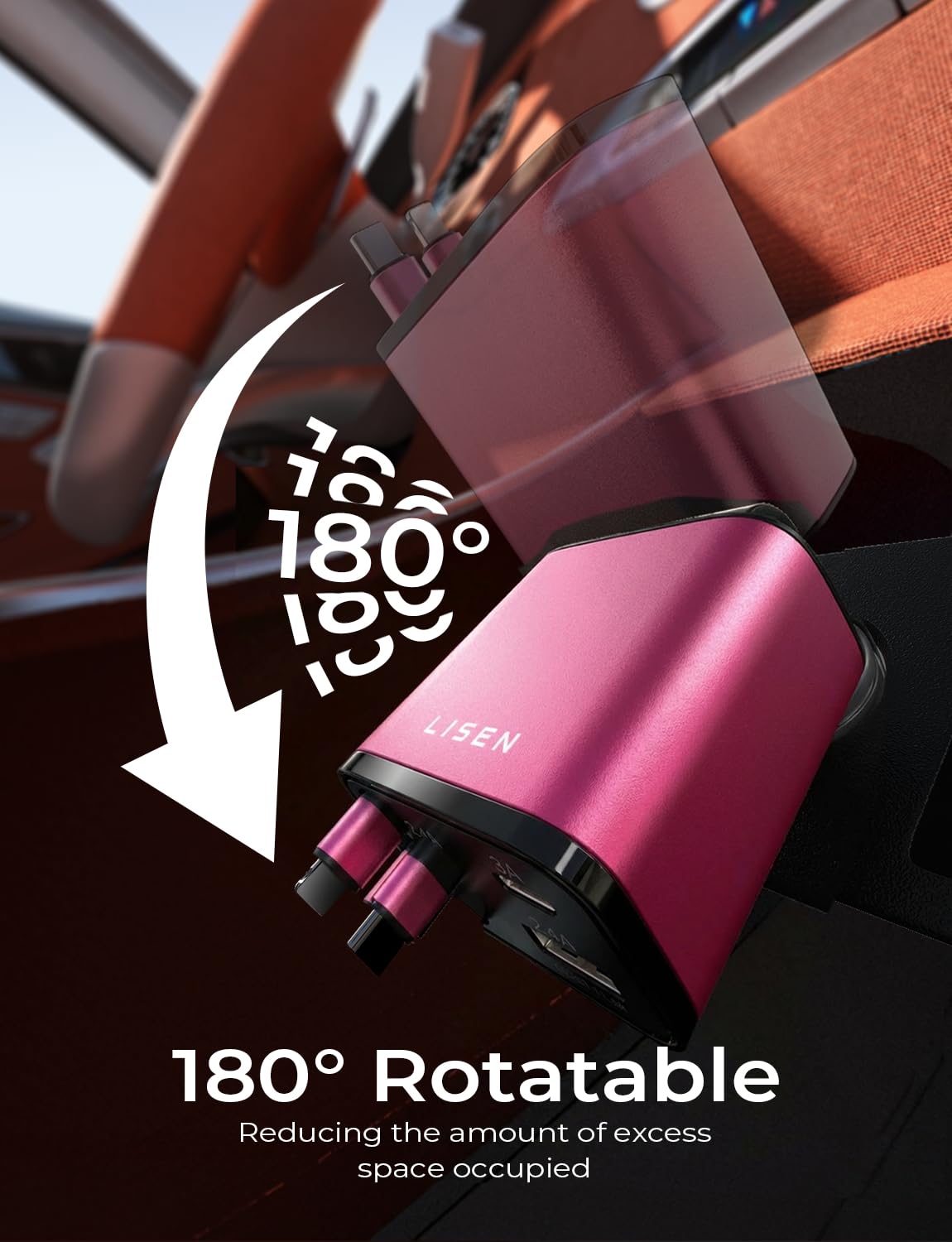 LISEN Retractable Car Charger 84W Fast Charge USB C Multi Cable Adapter