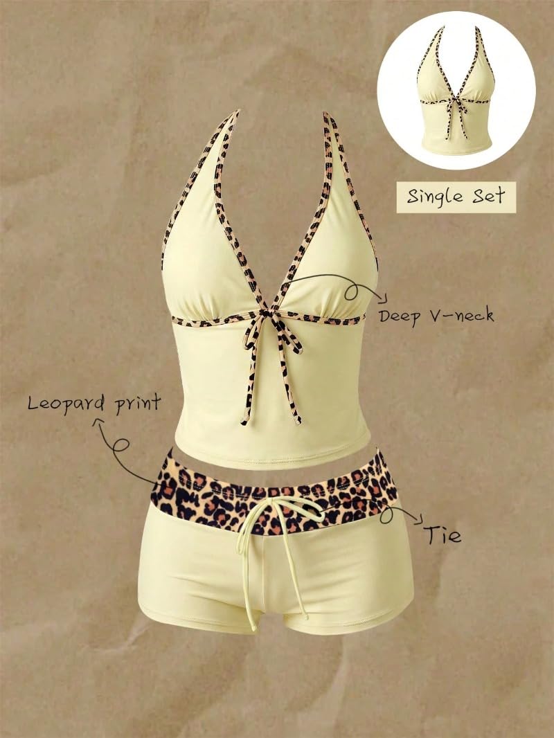 Women Two Piece Floral Print Vintage Tankini Swimsuit Set Summer