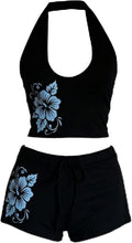 Women Two Piece Floral Print Vintage Tankini Swimsuit Set Summer