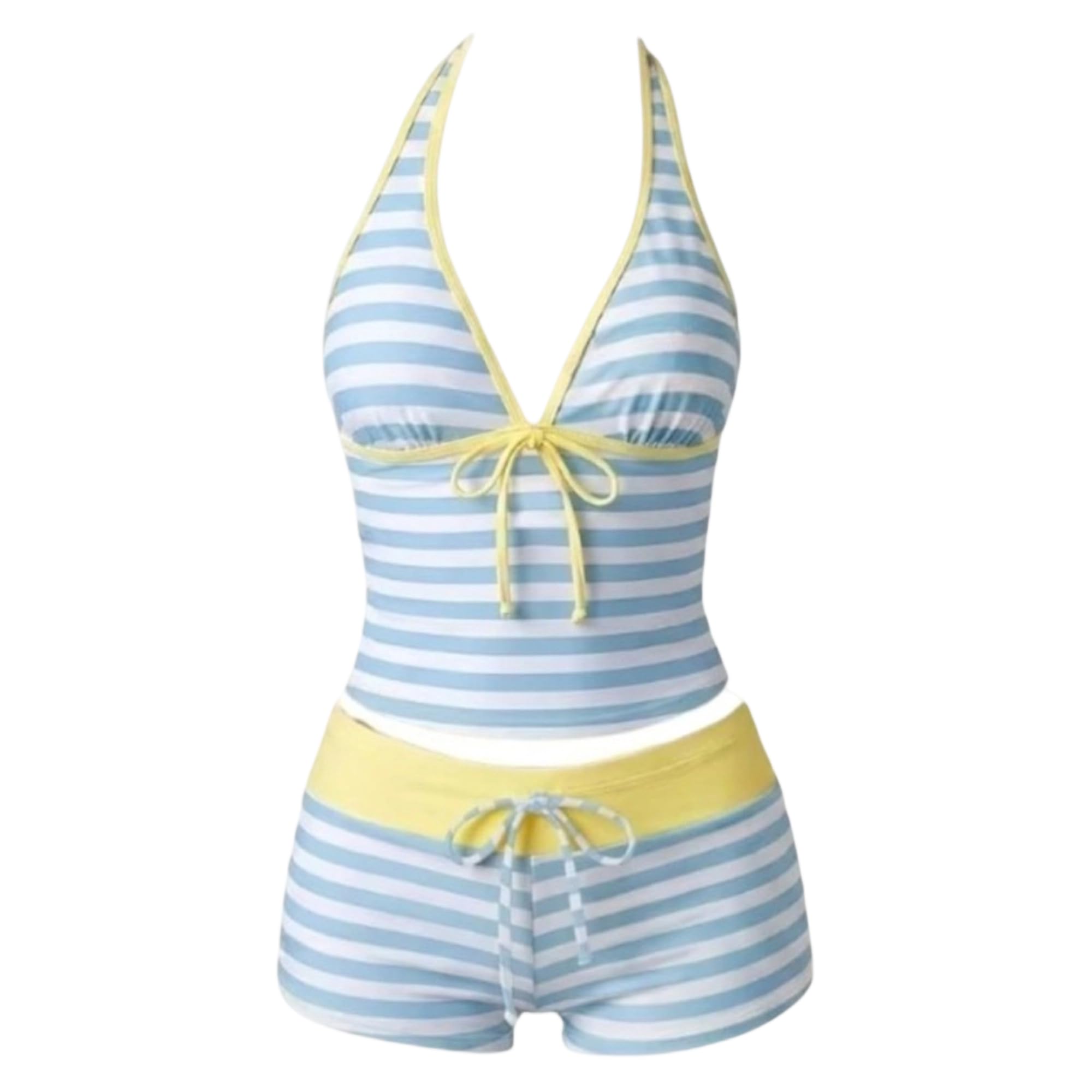 Women Two Piece Floral Print Vintage Tankini Swimsuit Set Summer