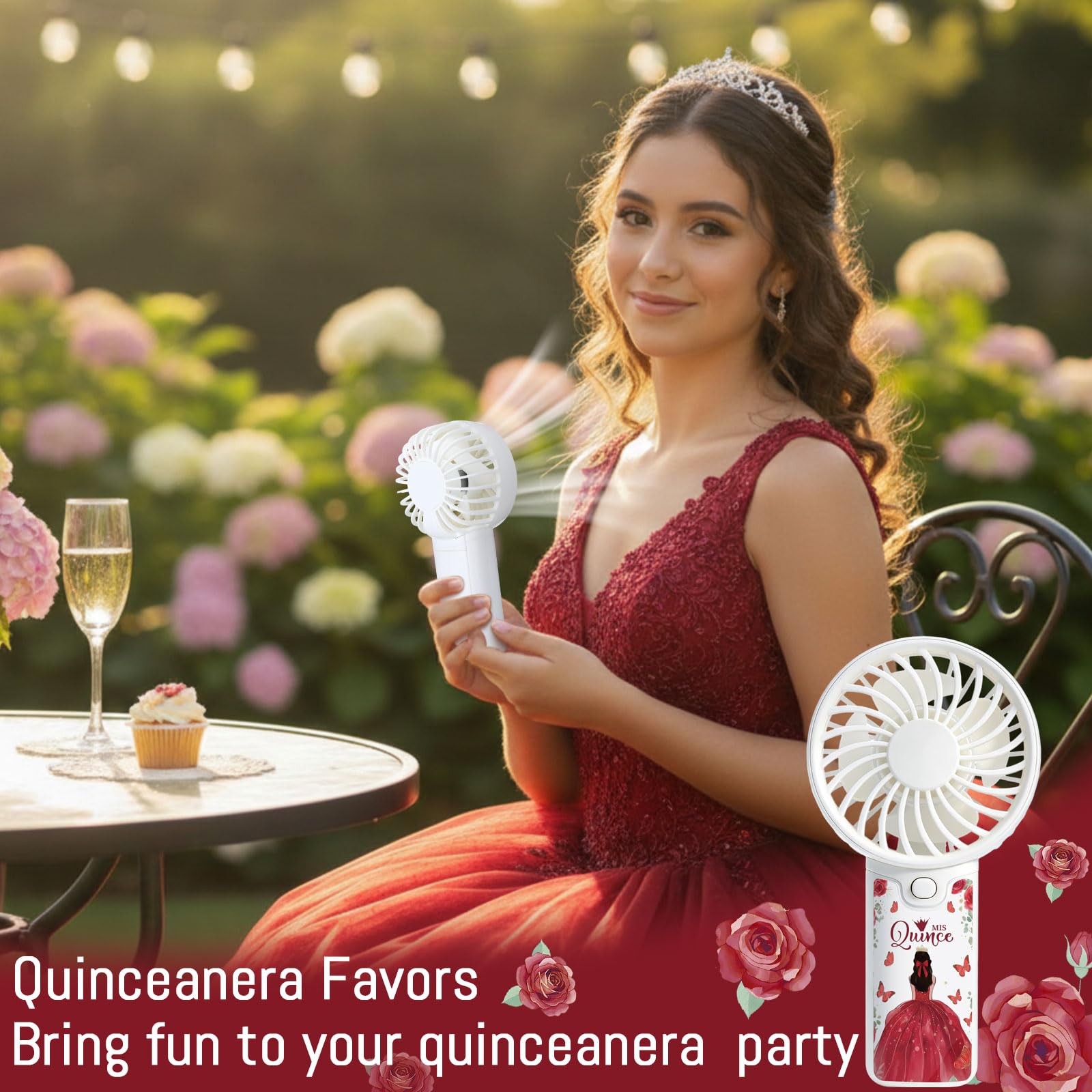 Tuanse 25 Pack Royal Blue Electric Quinceanera Party Favors Handheld Fans