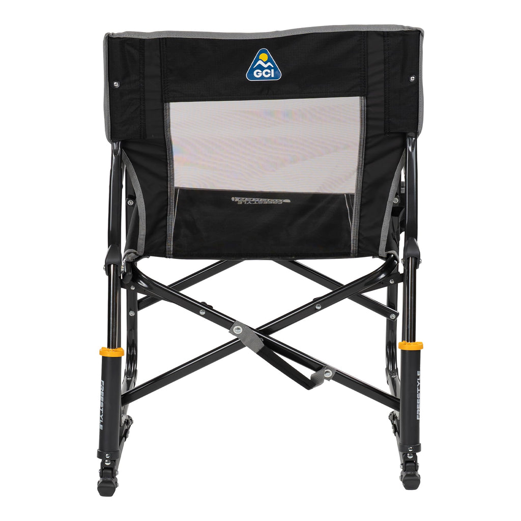 GCI OUTDOOR Freestyle Rocker Camping Chair | Portable Folding Rocking Chair with Solid, Durable Armrests, Drink Holder & Comfortable Backrest — Indigo Blue