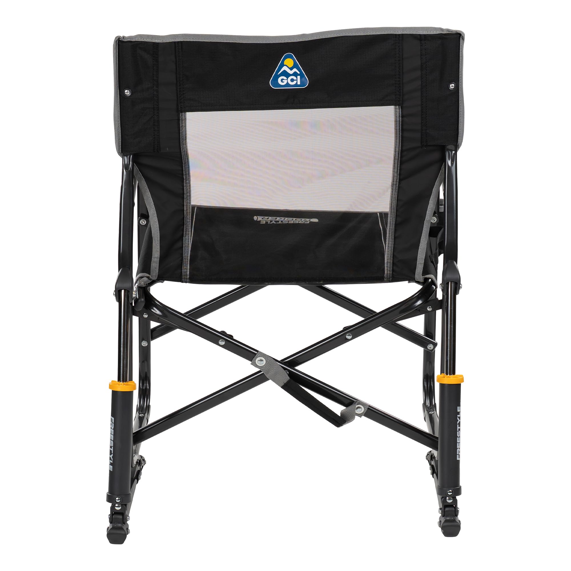 GCI OUTDOOR Freestyle Rocker Camping Chair | Portable Folding Rocking Chair with Solid, Durable Armrests, Drink Holder & Comfortable Backrest — Indigo Blue